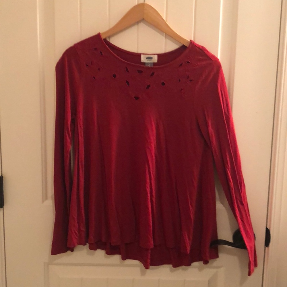 Old Navy Red Top with Cut-out Neck Detail